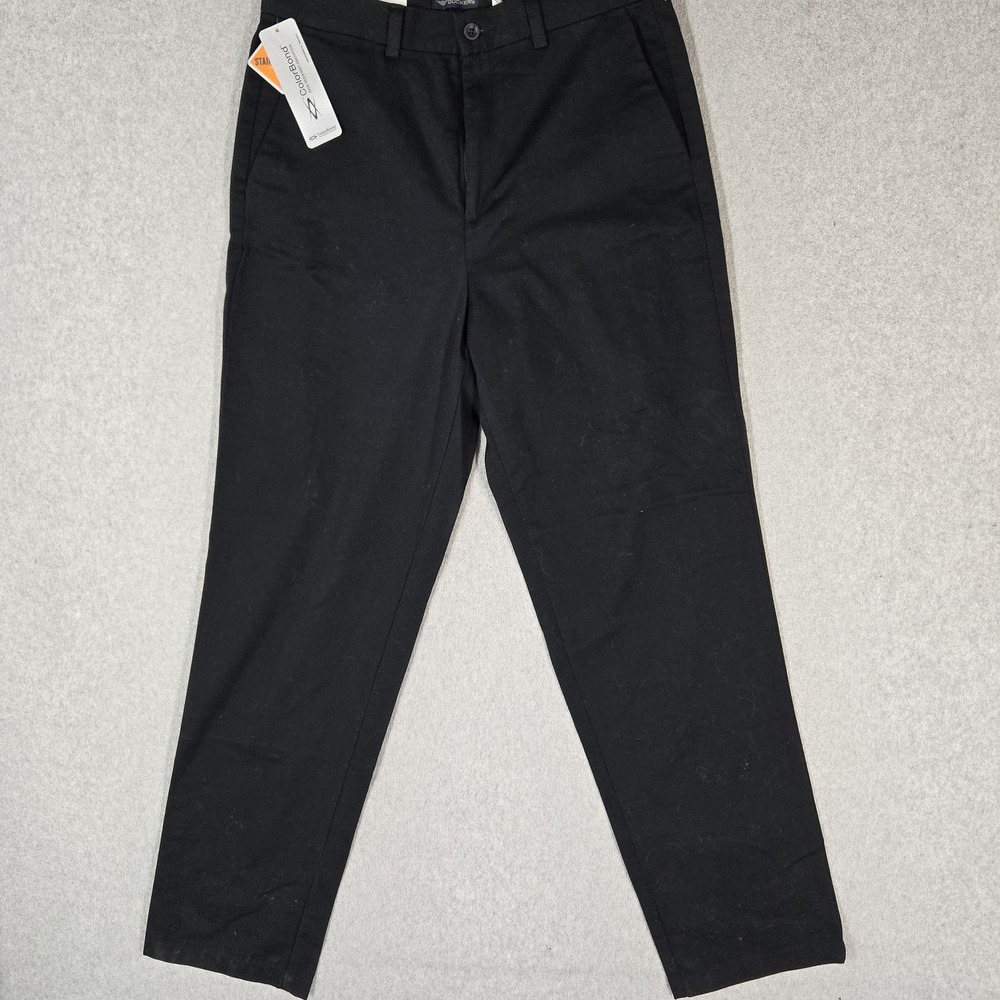 Dockers Women Pants 10 Black Work Pants Twill Stain Defender 31" Inseam NWT